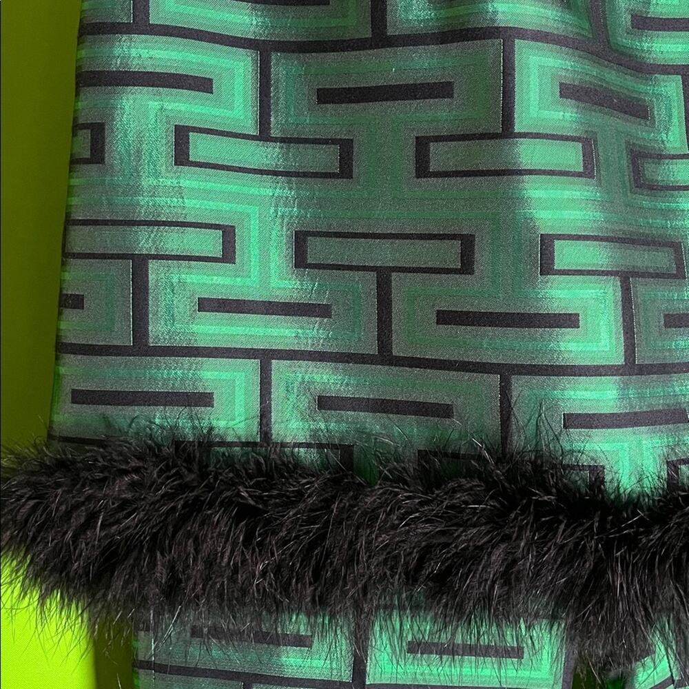 Tara Jarmon Presley Woven Graphic Straight Leg Feather Trim Pants Set Size 4 - Picture 5 of 6